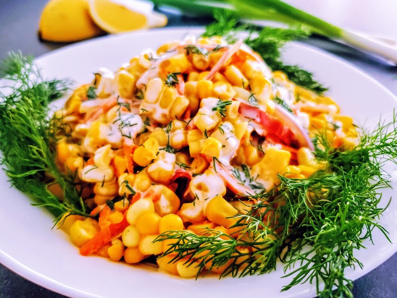 corn on the cob salad with creamy dill dressing